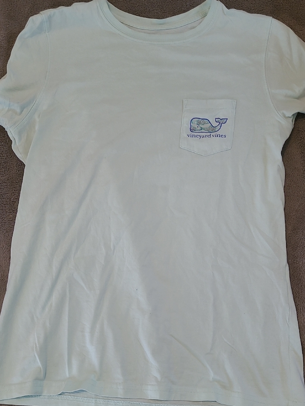 Vineyard Vines Light Blue Pocket Tee with Whale Logo